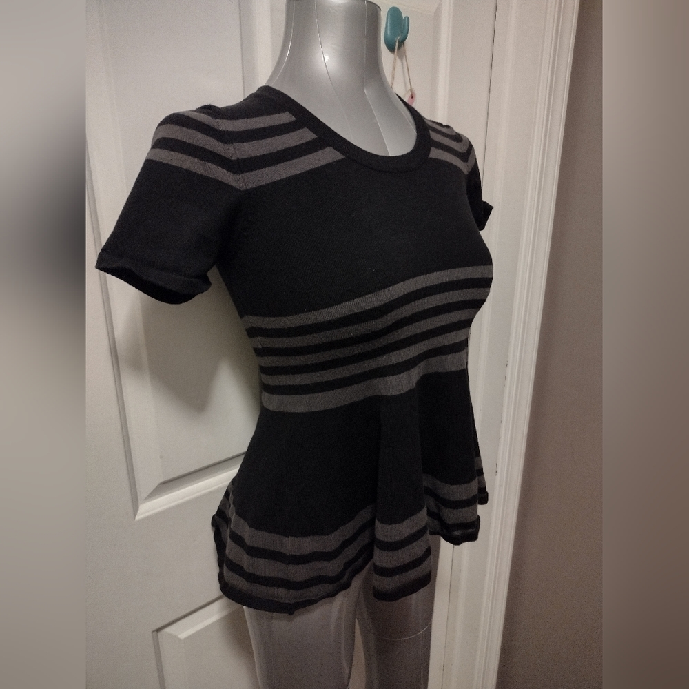 Rainbow Casual Black & Gray Stripped Tunic Sz M